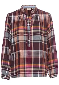 camel active Hemdblusen camel active Damen Karobluse mit Stehkragen