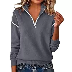 Generisch Pullover & Strickmode Damen Pullover Einfarbig Strickpullover Langarm Oversize Herbst Winter
