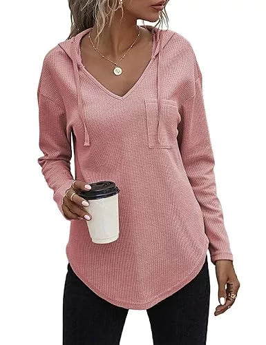 Cuptac Kapuzenpullover Cuptacc Pullover Damen Hoodie Mit Kordelzug V-Ausschnitt Kapuzenpullover