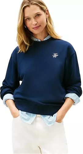 Tommy Hilfiger Pullover & Strickmode Tommy Hilfiger Damen Th Script Reg Terry Swtshrt Ww0ww49418 Pullover-Sweatshirt