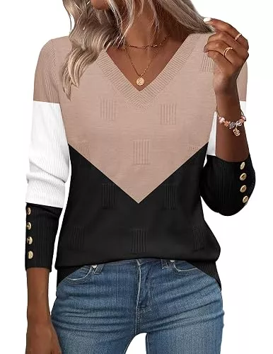 Zeagoo Pullover & Strickmode Zeagoo Damen Pullover V-Ausschnitt Strickpullover Herbst Winter Pulli