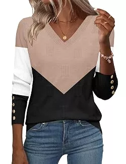 Zeagoo Pullover & Strickmode Zeagoo Damen Pullover V-Ausschnitt Strickpullover Herbst Winter Pulli
