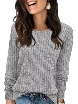 Fisoew Pullover & Strickmode Fisoew Damen Pullover Leichter Rundhals Langarmshirt