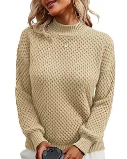 Theenkoln Pullover & Strickmode Theenkoln Strickpullover Damen Winterpullover Grobstrick Waffelstrick