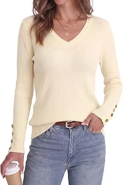 Newshows Pullover & Strickmode Newshows Pullover Damen Herbst V-Ausschnitt Strickpullover