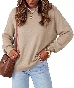 Arach&amp;Cloz Pullover & Strickmode Arach&amp;Cloz Pullover Damen Wolle Blend Oversized Herbst Winter Pulli Rundhalsausschnitt Strickpullover Langarm Oberteile Strick Tops