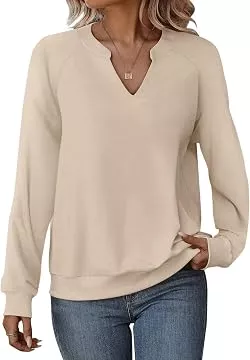 Cuptacc Pullover & Strickmode Cuptacc Pullover Damen Langarmshirt V-Ausschnitt Oberteile