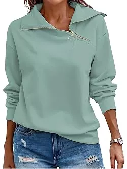 Cuptacc Pullover & Strickmode Cuptacc Pullover Damen Sweatshirt Herbst Quarter Zip Langarm Oberteile