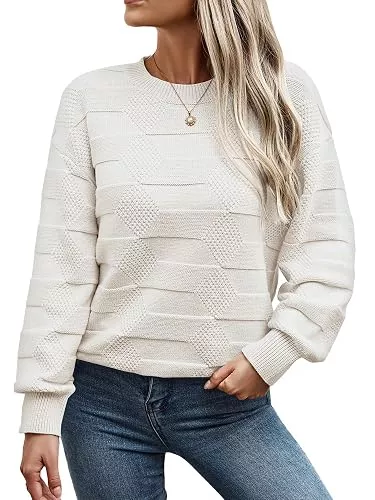 Toplop Pullover & Strickmode Pullover Damen Rundhals Strickpullover Langarm Casual Strickpulli Warm Pulli Oberteile Sweater
