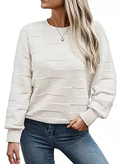 Toplop Pullover & Strickmode Pullover Damen Rundhals Strickpullover Langarm Casual Strickpulli Warm Pulli Oberteile Sweater