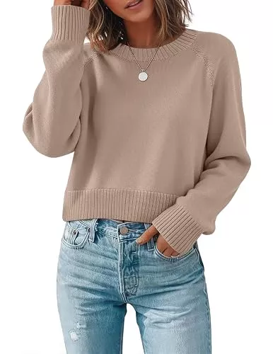 Zeagoo Pullover & Strickmode Zeagoo Pullover Damen Langarm Strickpullover Kurz Herbst Winter Pulli
