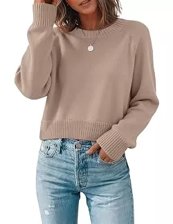 Zeagoo Pullover & Strickmode Zeagoo Pullover Damen Langarm Strickpullover Kurz Herbst Winter Pulli
