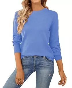 QUALFORT Pullover & Strickmode QUALFORT Damen Pullover 100% Baumwolle Leichter Langärmeliger Basic Strickpullover