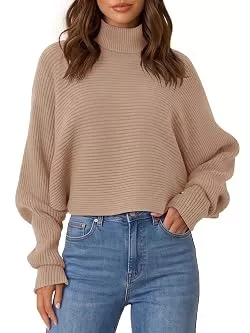Saodimallsu Pullover & Strickmode Saodimallsu Damen Rollkragen Strickpullover Crop Pullover