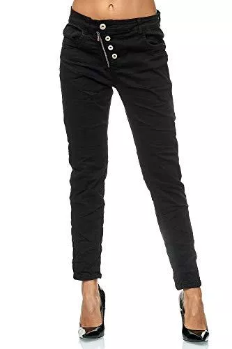 Elara Jeans Elara Damen Jeans High Waist Knöpfe Chunkyrayan