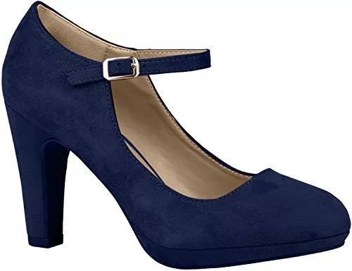 stiefelparadies High Heels stiefelparadies Damen Pumps Mary Janes mit Blockabsatz Lack Plateau Vorne Flandell