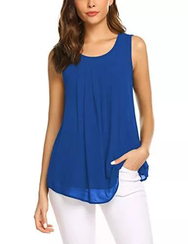 Parabler Tops Parabler Damen Sommer Chiffon Top Ärmellose Blusentop Tank Top Elegant Weste Top Shirt Bluse Oberteile