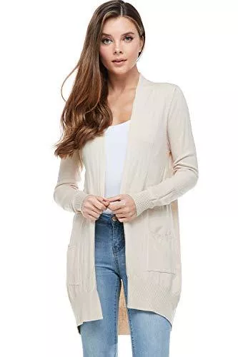 Alexander + David Jacken Für größere Ansicht Maus über das Bild ziehen Marke: Alexander + David Alexander + David Damen Basic Open Front Langarm Soft Knit Cardigan Sweater Leicht mit Taschen