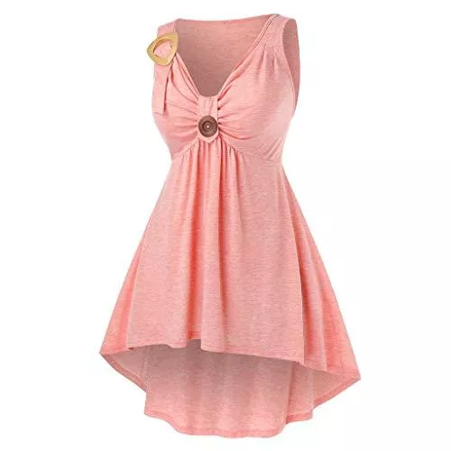 Yowablo Ärmellose Blusen Yowablo Tanktop Bluse Mode Frauen Ärmellos Plus Size Frontknoten Hoch Niedrig