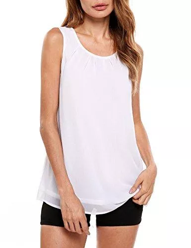 Beyove Ärmellose Blusen Beyove Damen Chiffonbluse Ärmellose Blusentop Sommer Elegant Weste Top Hemdbluse Sommerbluse Loose fit T Shirt