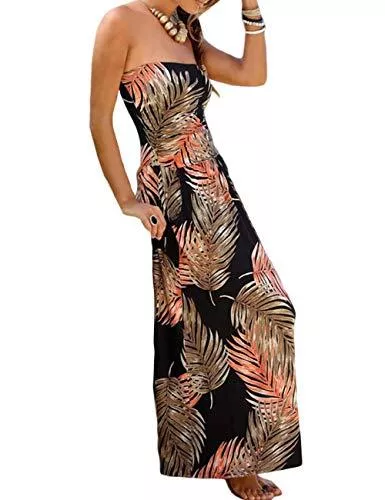 SEBOWEL Cocktail SEBOWEL Strandkleider Damen Sommer Bikini Cover Up Strandponcho Kleider Bandeau Boho Lang Kleid Schulterfrei Ärmelloses Elegant Freizeitkleid