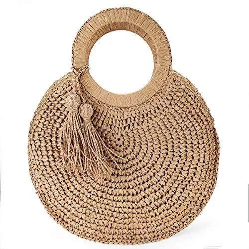 JOSEKO Taschen & Rucksäcke JOSEKO Womens Straw Handbag Straw Shoulder Bag for Beach Travel and Everyday Use (14.17&quot;x 10.62''(LxH), Light Brown)