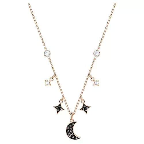 Swarovski Schmuck Swarovski Symbolic Moon Halskette, Rosé Vergoldete Damenhalskette mit Mond- und Sternanhängern und Funkelnden Swarovski Kristallen