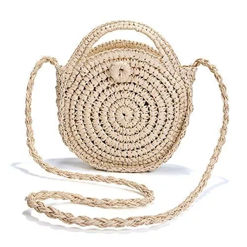 JOSEKO Taschen & Rucksäcke JOSEKO Stroh Crossbody Tasche, Damen Umhängetasche Sommer Strand Vintage Handarbeit Einkaufstasche Woven Handtasche Frauen Stroh Gestrickt Messenger Tasche