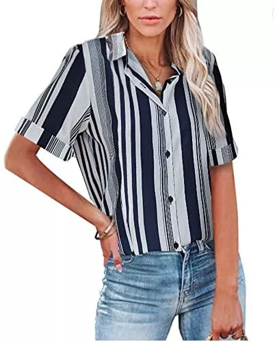 Aleumdr Kurzarmblusen Aleumdr Bluse Damen Langarm hemdbluse einfarbig Business Hemd Herbst und Sommer Revers Kragen S-XXL