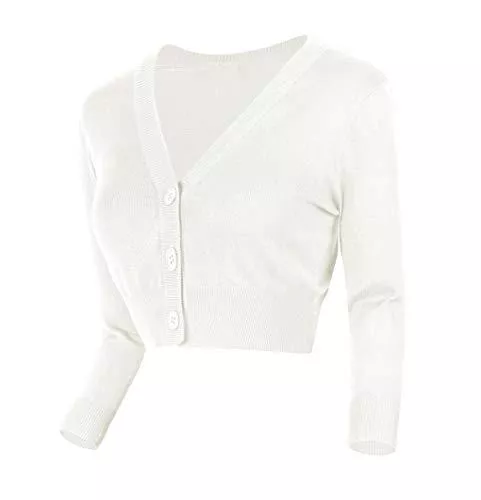 Urban GoCo Strickjacken Urban GoCo Damen V-Ausschnitt Kurz-Strickweste Strickjacke 3/4 Ärmel