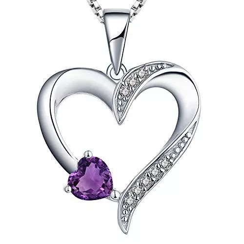 YL Schmuck YL Herz Halskette Damen Silber 925 Anhänger Herz mit 12 Geburtsstein Zirkonia Kette für frauen, 45-48 CM