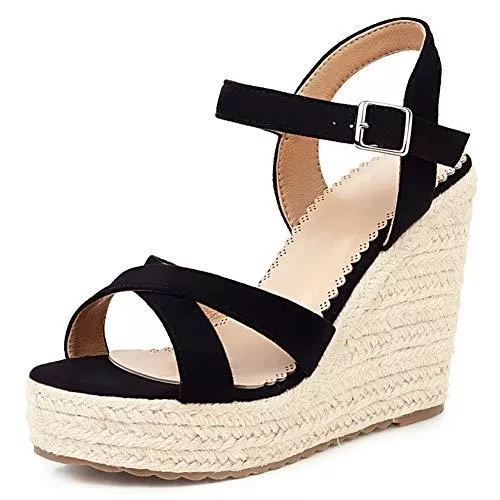 FOLOPOBO Sandalen & Slides FOLOPOBO Damen Mode Keilabsatz Kleid Sandalen Knöchelriemchen