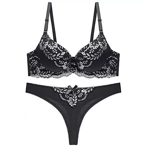 Swbreety Unterwäsche & Dessous Swbreety Damen Spitze BH und String Set Push Up Unterhose BHs Stickerei Spitze Dessous Set