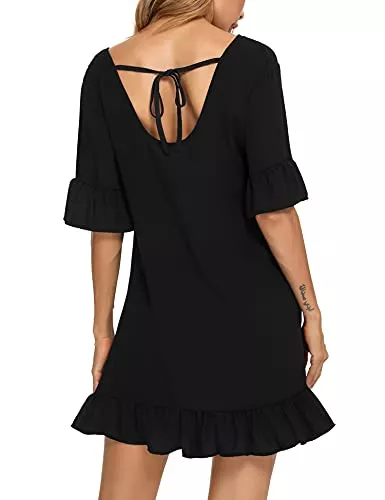 Irevial Cocktail Irevial Strandkleid Damen Sommer Bikini Cover Up Strandponcho Sommerkleid Bademode Longshirt Tunika Strand Vertuschen Kleid