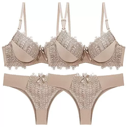 Vertvie Unterwäsche & Dessous Vertvie Damen BH Set Spitze V Push Up Bügel BH Bra und Slip Unterwäsche Lingerie Panty Dessous Sets