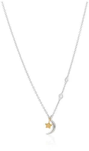 Fossil Schmuck Fossil Damen Halskette Star and Crescent Moon Sterlingsilber, JFS00432998