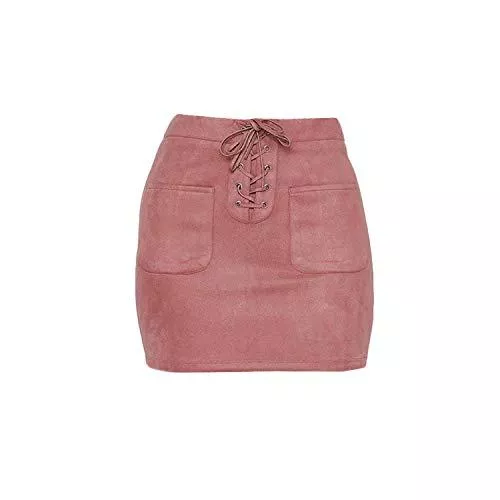 Vicky-Dress Röcke Vicky-Dress Damen Rock aus Leder, lässig, hohe Taille, Rosa, Wildleder, süßer kurzer Rock