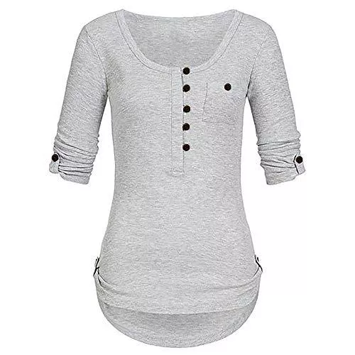 Lazzboy Hemdblusen Lazzboy Frauen langärmliges Knopf Blusen Damen Pullover Oberseiten Hemd mit Taschen Festes