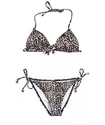 PF Bademode PF Bikini-Sets mit Leopardenmuster für Damen Gepolsterte Badebekleidung mit Volant-Rüschen auf der Oberseite XS-XL - Schwimmkostüm Italienisches Design