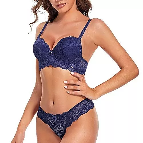 SHEKINI Unterwäsche & Dessous SHEKINI Damen BH Set BH Und String Spitze Trägerloser Abnehmbare Träger Push Up Bügel BH Unterwäsche Lingerie Tanga Dessous Sets