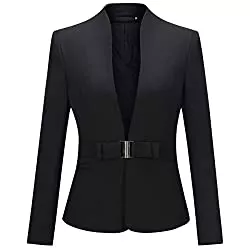 YYNUDA Blazer YYNUDA Damen Blazer Elegant mit Stehkragen Slim Fit V-Ausschnitt Anzugjacke mit Taillenschnalle