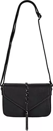 styleBREAKER Taschen & Rucksäcke styleBREAKER Damen Umhängetasche im Envelope Design mit Kugel-Nieten, Kette und Quaste, Schultertasche, Handtasche, Tasche, Farbe:Schwarz