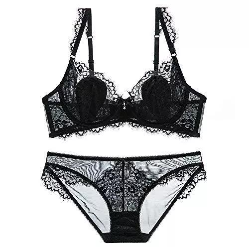 SHEKINI Unterwäsche & Dessous SHEKINI Damen Bügel BH Set Push Up Spitze BH und Slip Nicht Abnehmbarer Bra Panty Unterwäsche mit Dünnes Gepolstert mit Hakenverschluss und Verstellbare Träger