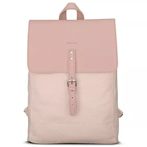 Expatrié Taschen & Rucksäcke Rucksack Canvas Leder Damen - Expatrié Anouk Daypack aus Baumwoll Canvas &amp; veganem Kunstleder - Hochwertiger Damenrucksack Tagesrucksack Klein - Moderne 10l Tasche mit Magnetverschluss