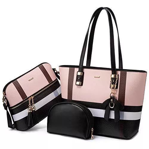 LOVEVOOK Taschen & Rucksäcke LOVEVOOK Handtasche damen shopper Schultertasche Umhängetasche Damen Geldbörse Tragetasche Groß Damen Tasche Tote für Büro Schule Einkauf Reise Leder Handtasche 3 Set