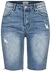 Hailys Shorts Hailys Damen Bermuda Jeans Shorts Destroy Look offener Saum 5-Pockets