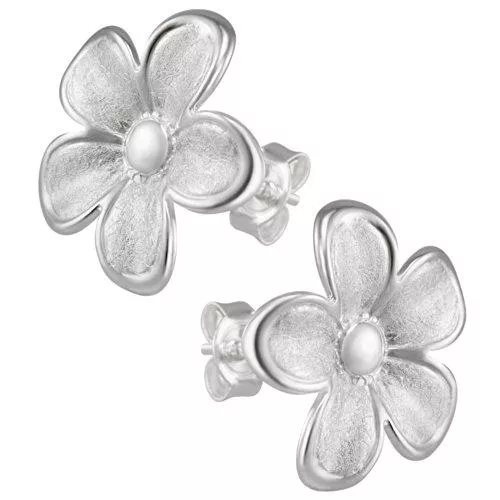 Vinani Schmuck Vinani Ohrstecker Blume gebürstet Rand glänzend Sterling Silber 925 Blüte Ohrringe OBTA