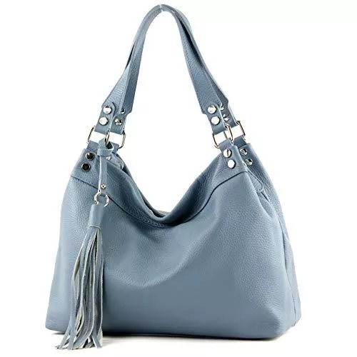 modamoda de Taschen & Rucksäcke modamoda de - T201 - ital. Damen Schultertasche aus Echtleder