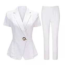 YYNUDA Kostüme YYNUDA Damen Hosenanzug Business 2 Tellig Anzug Slim Fit Kurzarm Blazer mit Anzughosen für Sommer