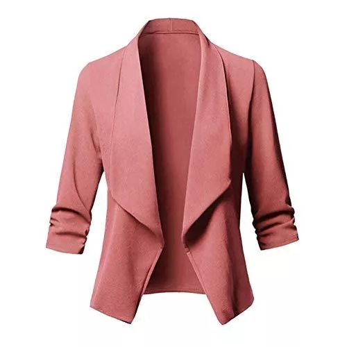Minetom Blazer Minetom Damen Elegante Business Blazer Jacke Kleine Anzug 3/4 Ärmel Revers Casual Einfarbig Mantel Kurz Cardigan Anzüge Bolero Shrug Top